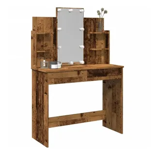 vidaXL Schminktisch mit LED-Leuchten Altholz-Optik 96x40x142 cm - Braun