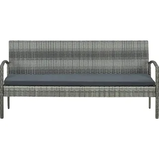 vidaXL Gartensofa 3-Sitzer mit Kissen Grau Poly Rattan - Grau