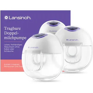 Lansinoh tragbare Doppelmilchpumpe – freihändig und leise abpumpen ohne Kabel & Schläuche – wiederaufladbarer Akku – einfache Bedienung & Reinigung - handsfree