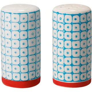 Bloomingville Salz- und Pfefferstreuer Carla Vintage Retro ø 3,5 H 7 cm, blau, Keramik