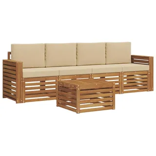 vidaXL Outdoor-Sofagarnitur 5 pcs Natur und Beige Massivholz Akazie - Braun