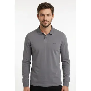 Poloshirt BOSS ORANGE "Pe Interlock Langarm Polo", Herren, Gr. 3XL, grau (open grau062), Jersey, Obermaterial: 100% Baumwolle, regular fit, Bündchen, Shirts Poloshirt, mit Polokragen