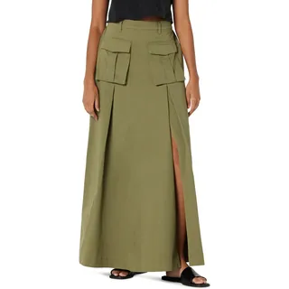 The Drop Maxirock für Damen, Cargo-Stil mit Schlitz, Martini Olivgrün, von @ieshathegr8, M