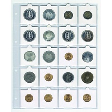 SAFE 5 x Nr 433 Münzhüllen für 20 Münzrähmchen 50 x 50 mm je Blatt
