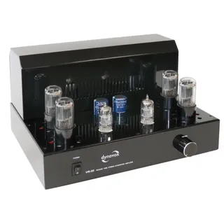 Dynavox VR-20 schwarz, HiFi-Verstärker für warmen Röhren-Sound, Vintage-Design mit abnehmbaren Schutzgitter