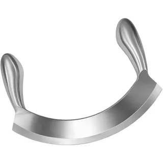HATOVI Edelstahl Pizzaschneider Wiegemesser, Pizza Cutter mit 22cm Klinge, Paudin Messer für Kräutern, Brot, Salat, Nüssen