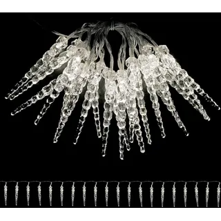 LED Eiszapfen Lichterkette Weihnachten Lichtervorhang Weihnachtsbeleuchtung 20 LEDs Batterie warmweiß Innenbereich L220cm