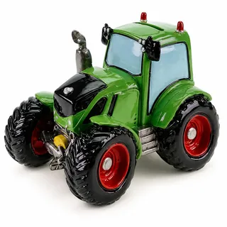 Topshop24you Spardose Traktor grün für Münzen und Scheine, Harz, 13×17 cm | 13x17x17cm – Detailgetreuer Trecker mit Gummistopfen –