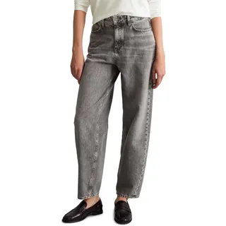 5-Pocket-Jeans MARC O'POLO DENIM, Damen, Gr. 30, Länge 32, grau (medium grau), Denim/Jeans, Obermaterial: 100% Baumwolle, barrel fit knöchellang, Jeans 5-Pocket-Jeans, Model Stine barrel cropped aus reiner Baumwolle