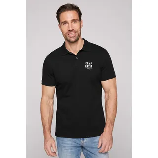 Poloshirt CAMP DAVID, Herren, Gr. M, schwarz, Web, Obermaterial: 95% Baumwolle, 5% Elasthan, bestickt, unifarben, bequem hüftbedeckend, Rundhals, Bündchen, Shirts Poloshirt, mit kleiner Logo-Stickerei auf Brusthöhe