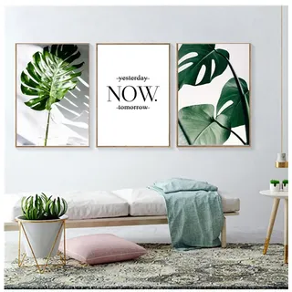 Wanfoou 3 Stück Bilder Pflanzen Premium Poster-Set,Grüne Pflanzen Bild,schlafzimmer deko wand, Bilder Wohnzimmer Poster & Kunstdrucke Ohne Bilderrahmen, Botanik grün, Blätter Kunstdruck