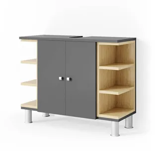 Vicco Waschbeckenunterschrank Aquis Anthrazit 79.6 x 64 cm, - Dunkelgrau