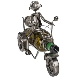 Out of the Blue Out of the Blue 71/3193 - Flaschenhalter aus Metall, Motorradfahrer I, ca. 30 x 21 cm, ideal als Deko und Geschenkverpackung