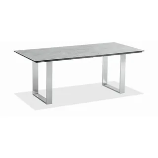 Niehoff Garden Gartentisch , Grau, Edelstahlfarben , Kunststoff , Betonoptik , rechteckig , Kufe , 95x76x160 cm , wetterbeständig , Gartenmöbel, Gartentische, Gartentische