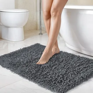 Emma Barclay Badgarnitur, Baumwolle, gedreht, Anthrazit, 100%, Vorleger 50 x 80 cm, WC-Vorleger 50 x 40 cm, 2 Stück