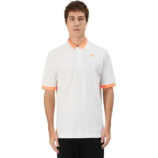 Kappa Neon Kurzarm-poloshirt - White / Neon Orange - M