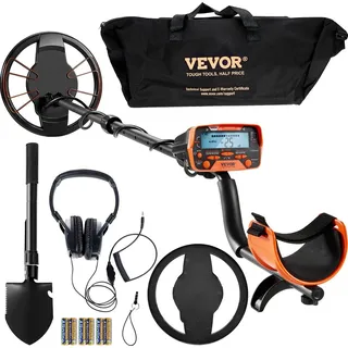 Vevor Metalldetektor Kit für Erwachsene mit 7 Modi 25,4 cm Spule inkl. Schaufel und Tragetasche