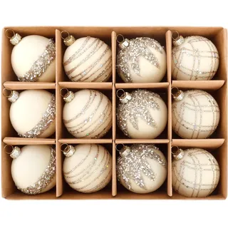 Weihnachtskugeln Samt,Weihnachtsbaum Kugeln,Christbaumkugeln,16 Stück Beige,Weihnachtsdeko Kugeln Für Weihnachtsbaum,Draußen,Rasen,Hof,Hängende Baumdekorationen