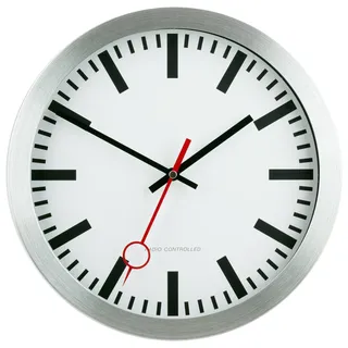 EUROTIME 59002-07 Funk Wanduhr 30 cm Silber