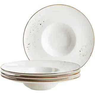 Mäser Tellerset , Braun, Weiß , Keramik , 4-teilig , rund , 26x5 cm , Geschirr, Teller, Teller-Sets