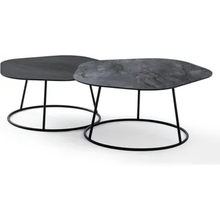 Designertische Set 2x Couchtische Teetische Wohnzimmertischchene Kaffeetische - Grau