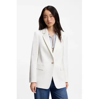 Kurzblazer BOSS ORANGE "Jabla Premium Damenmode", Damen, Gr. 40, open weiß 118, Crêpe, Obermaterial: 87% Polyester, 13% Elasthan, unifarben, tailliert hüftbedeckend, Blazer Kurzblazer, aus knitterarmem Krepp