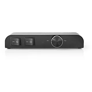Nedis 2-port-lautsprecher-kontrollbox Bananenstecker 60 W/kanal Lautstärkeregler Aluminium - Black