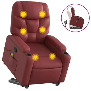 Massagesessel mit Aufstehhilfe Weinrot Kunstleder - Rot