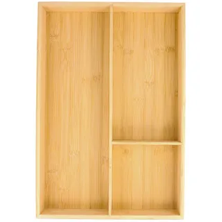 Großer Schubladeneinsatz aus Bambus,43x30x6cm Besteckeinsatz Schubladen Organizer mit 3 Fächern,Besteckeinlage Besteckhalter Holz,Besteckkasten für Schubladen für Küchenutensilien Haushaltsartikel