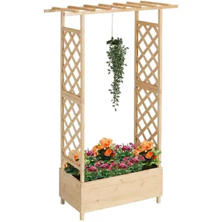 Relaxdays Blumenkasten mit Rankgitter 110 x 183 cm Braun
