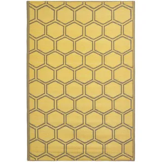 Homescapes Outdoorteppich Wabenmuster 122/182 cm , Gelb , Kunststoff , Grafikmuster , Rechteckig , 122x182 cm , Teppiche und Böden, Teppiche, Outdoorteppiche