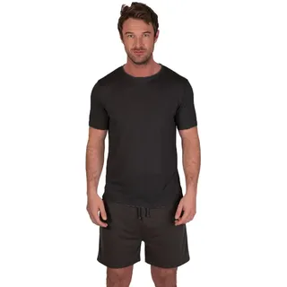 Light & Shade LSSET032 Herren T-Shirt mit Rundhalsausschnitt und kurzes Pyjama-Set, Holzkohle, L