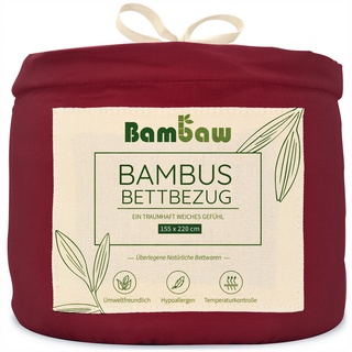 Bambaw – Bettbezug 155x220 cm - 100% Bambus - Deckenbezug Allergiker - weicher und atmungsaktiver Bettdeckenbezug - Bettbezug Sommer - Burgunderrot