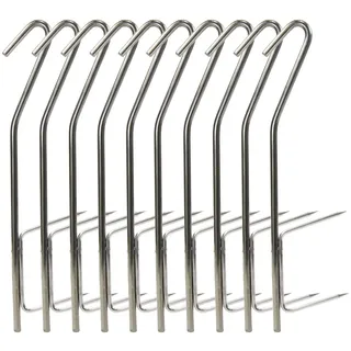 Croch Edelstahl Räucherhaken, 10 Stück, Doppelhaken zum Räuchern von Fisch, 21 cm