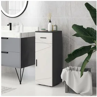 kleankin Badezimmerschrank Beistellschrank Badschrank mit Schublade, Verstellbar Ablagen, Aufbewahrungsschrank für Badezimmer, Grau - Hellgrau, Dunkelgrau
