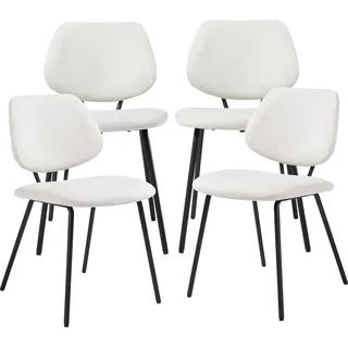 Esszimmerstuhl ’Köma’ 4er Set Polsterstuhl mit Metallgestell Webstoff Beige - Beige