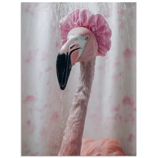 Artland Wandbild "Flamingo unter der Dusche" 1 Stk. tlg. als Alubild, Leinwandbild, Poster, Wandaufkleber in verschied. Größen, farbe bild(er): pink