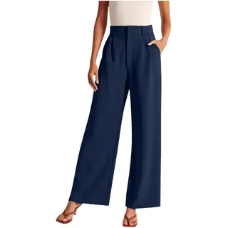 Weites Bein Hose Damen Sommer Elegantes Anzughose Stoffhose Für Frauen Arbeit Business Hosen Lockere Hoch taillierte Palazzo Büro Chino Hose Fließende Sommerhose