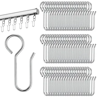 Nogeqi 60 Stück Metall Gardinenhaken Vorhang Hakens S Haken Hochbelastbare Gardinen Haken für Schienen zum Einhängen Edelstahl Curtain Hooks für Gardinen Türvorhänge Duschvorhänge (35x18mm)
