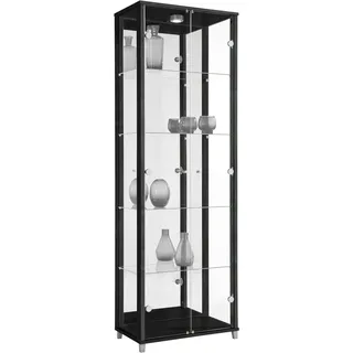 fif möbel Vitrine »OPTIMA«, Standvitrine, Vitrinenschrank, Glasvitrine, Sammlervitrine, LED, schwarz