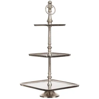 Brandsseller Etagere aus Aluminium | 3 Etagen | Höhe ca. 58 cm | Handgefertigt | Eckig | Tisch Deko | Servier-Ständer 206462 Silber