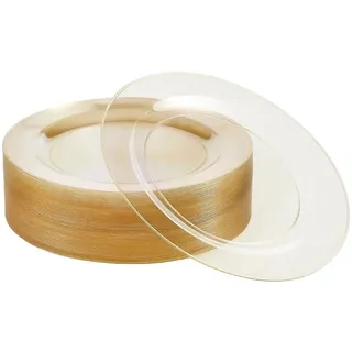 MATANA 25 Premium Plastikteller mit Goldglitter, 26cm - Mehrweg Kunststoffteller - Hartplastik Partyteller Gold für Hochzeiten, Geburtstage, Partys - Elegantes & Stabiles Partygeschirr