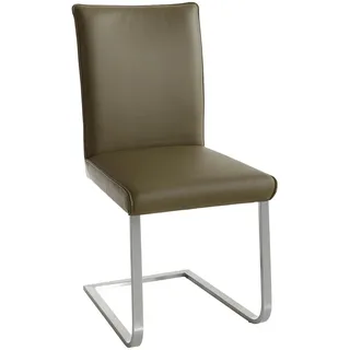 Moderano Schwingstuhl , Grün, Edelstahlfarben , Metall, Leder , Echtleder , Nappaleder, Longlife-Leder, Dickleder , Uni , eckig, Flachrohr , 47x99x62 cm , Goldenes M, Emas , Lederauswahl, Stoffauswahl, Typenauswahl , Esszimmer, Stühle, Schwingstühle