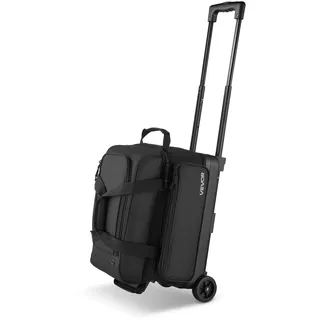 Vevor Bowlingballtasche für 2 Bälle mit Doppelrollen & separatem Fach für Schuhe (bis US-Größe 16) & übergroßer Zubehörtasche, einziehbarer Griff lässt sich auf 105 cm ausziehen Schwarz