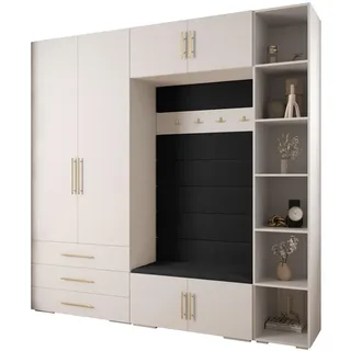 Abiks Möbel Garderoben-Set 236,7/240/47 , Metall , Nachbildung , 13 Fächer , 240x236.7x47 cm , Garderobe, Garderoben-Sets & Garderoben-Serien, Garderoben-Sets