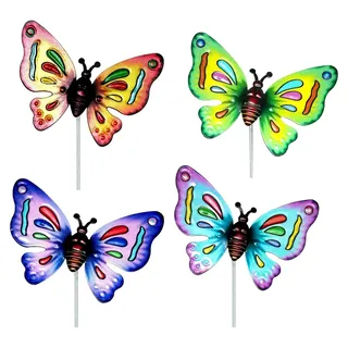 4Stk Schmetterlinge Deko Garten Ornamente, Metall Bunte Schmetterlinge Blumenstecker Für Grab/Pflanze/Hof/Garten Sommerhäuser/Dekoration, Feen Garten Zubehör