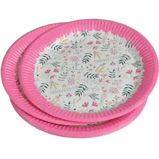 Homéa, Set mit 10 Papptellern, Durchmesser 18 cm, Happy Spring