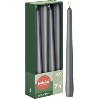 Bolsius Glatte Spitzkerzen 24,5 cm anthrazit 8 St.