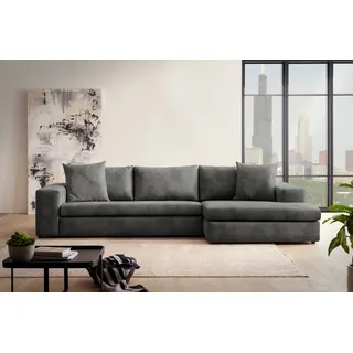 Home affaire Ecksofa »SLEETLAND XXL in Samtvelours oder Vintage-Leder-Optik, L-Form,« besonders groß und bequem, grau