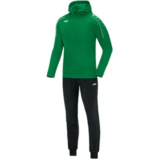 JAKO Trainingsanzug Damen Polyester Classico mit Kapuze Sportgrün Gr. 34 - Jogginganzug 2-teilig für Sport und Alltag, Jogginghose & Trainingsjacke
